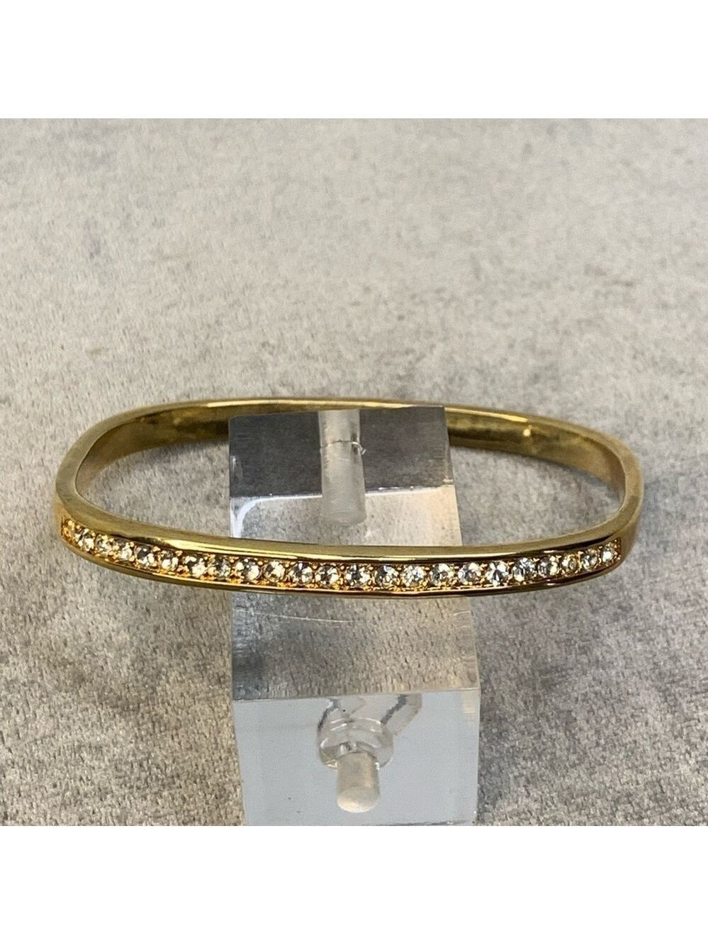 GOLD tone crystal rhinestone cubic Zirconia bangle bracelet